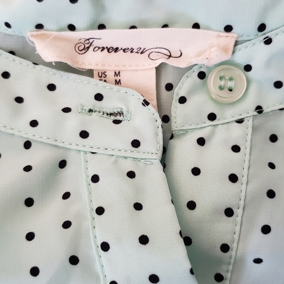 Forever 21 Mint Green Polka Dot Blouse - Picture 4 of 6